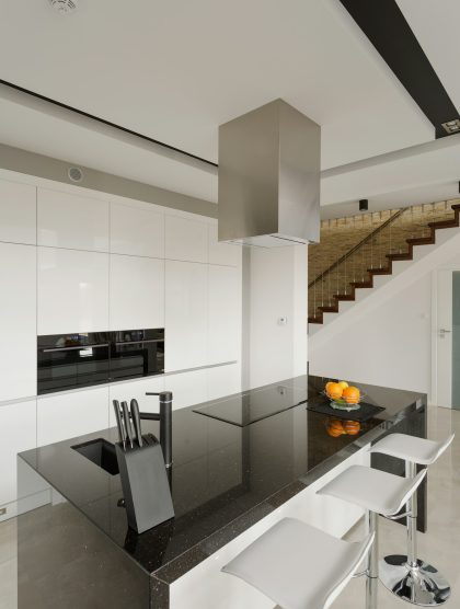 Granite worktop in modern kitchen